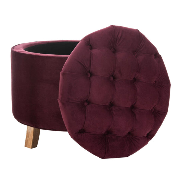 Safavieh Amelia Tufted Storage Ottoman Bordeaux HUD8220X