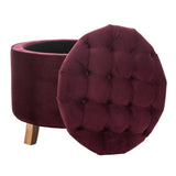 Safavieh Amelia Tufted Storage Ottoman Bordeaux HUD8220X