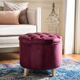 Safavieh Amelia Tufted Storage Ottoman Bordeaux HUD8220X