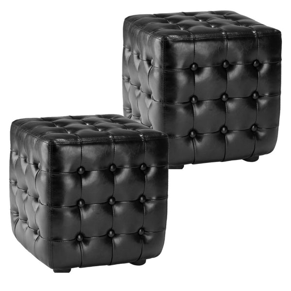 Safavieh Christopher Modern Button-Tufted Ottoman Set Of 2 - Stylish, Compact Furniture For Small Spaces HUD8222B
