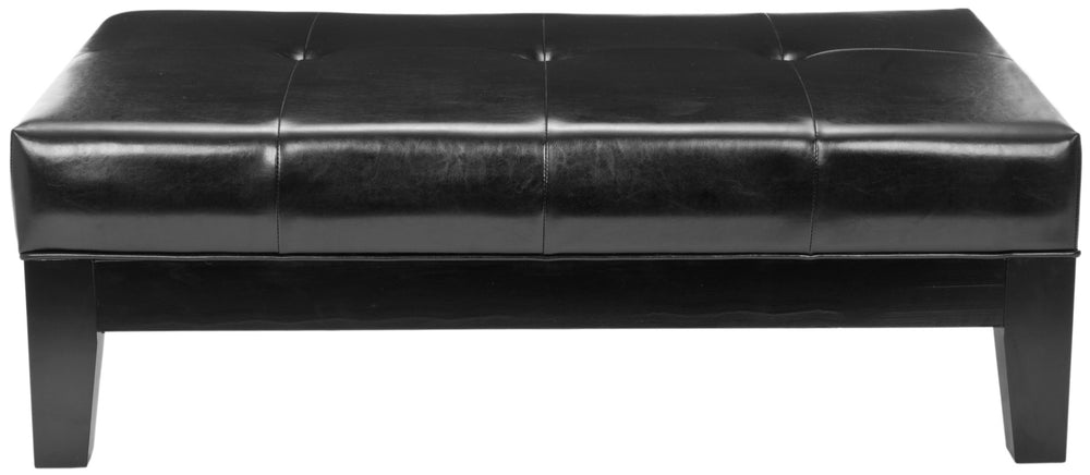 Safavieh Jackson Cocktail Ottoman - Stylish Black Leather Centerpiece For Living Room, Versatile & Durable HUD8223B