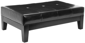 Safavieh Jackson Cocktail Ottoman - Stylish Black Leather Centerpiece For Living Room, Versatile & Durable HUD8223B