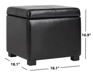 Safavieh Madison Square Ottoman - Versatile Storage & Extra Seating With Timeless Design For Any Living Space Black HUD8228B