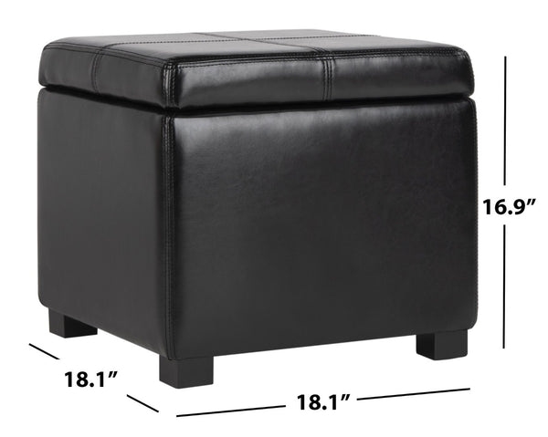Safavieh Madison Square Ottoman - Versatile Storage & Extra Seating With Timeless Design For Any Living Space Black HUD8228B