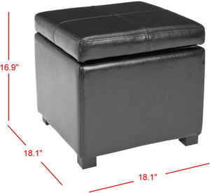 Safavieh Madison Square Ottoman - Versatile Storage & Extra Seating With Timeless Design For Any Living Space Black HUD8228B