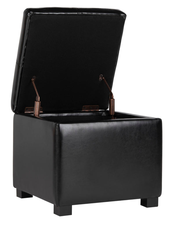 Safavieh Madison Square Ottoman - Versatile Storage & Extra Seating With Timeless Design For Any Living Space Black HUD8228B