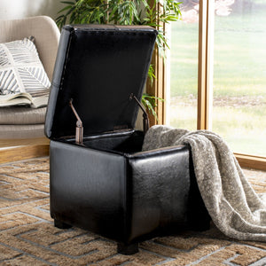 Safavieh Madison Square Ottoman - Versatile Storage & Extra Seating With Timeless Design For Any Living Space Black HUD8228B
