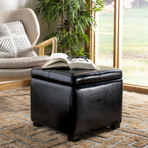 Safavieh Madison Square Ottoman - Versatile Storage & Extra Seating With Timeless Design For Any Living Space Black HUD8228B