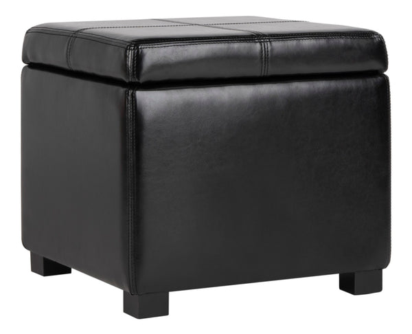 Safavieh Madison Square Ottoman - Versatile Storage & Extra Seating With Timeless Design For Any Living Space Black HUD8228B