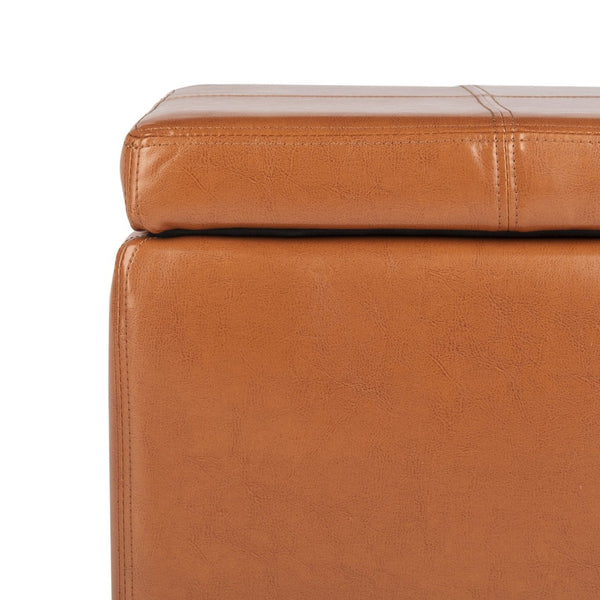 Safavieh Madison Square Ottoman - Versatile Storage & Extra Seating With Timeless Design For Any Living Space Saddle HUD8228C