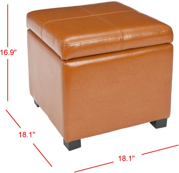 Safavieh Madison Square Ottoman - Versatile Storage & Extra Seating With Timeless Design For Any Living Space Saddle HUD8228C
