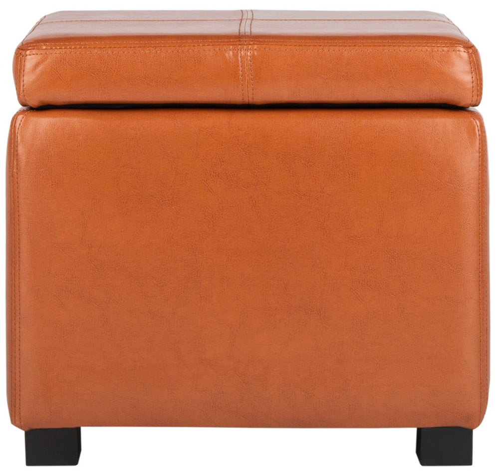 Safavieh Madison Square Ottoman - Versatile Storage & Extra Seating With Timeless Design For Any Living Space Saddle HUD8228C