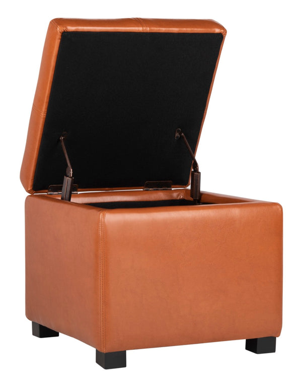 Safavieh Madison Square Ottoman - Versatile Storage & Extra Seating With Timeless Design For Any Living Space Saddle HUD8228C