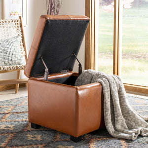 Safavieh Madison Square Ottoman - Versatile Storage & Extra Seating With Timeless Design For Any Living Space Saddle HUD8228C