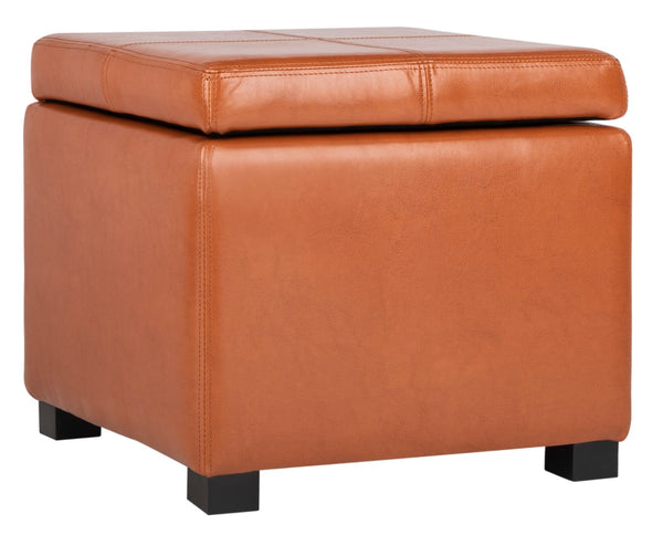 Safavieh Madison Square Ottoman - Versatile Storage & Extra Seating With Timeless Design For Any Living Space Saddle HUD8228C
