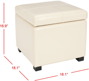 Safavieh Madison Square Ottoman - Versatile Storage & Extra Seating With Timeless Design For Any Living Space Flat Cream HUD8228K