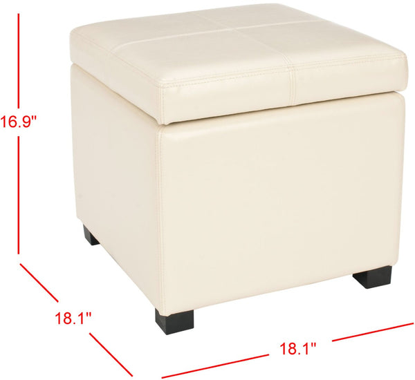 Safavieh Madison Square Ottoman - Versatile Storage & Extra Seating With Timeless Design For Any Living Space Flat Cream HUD8228K