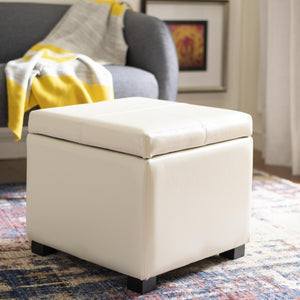 Safavieh Madison Square Ottoman - Versatile Storage & Extra Seating With Timeless Design For Any Living Space Flat Cream HUD8228K