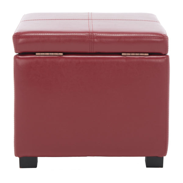 Safavieh Madison Square Ottoman - Versatile Storage & Extra Seating With Timeless Design For Any Living Space Red HUD8228R