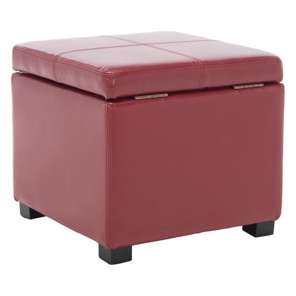 Safavieh Madison Square Ottoman - Versatile Storage & Extra Seating With Timeless Design For Any Living Space Red HUD8228R