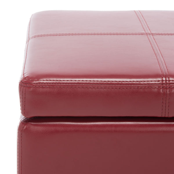 Safavieh Madison Square Ottoman - Versatile Storage & Extra Seating With Timeless Design For Any Living Space Red HUD8228R