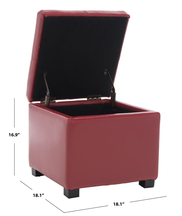 Safavieh Madison Square Ottoman - Versatile Storage & Extra Seating With Timeless Design For Any Living Space Red HUD8228R