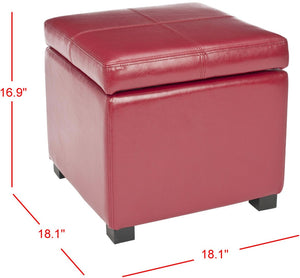 Safavieh Madison Square Ottoman - Versatile Storage & Extra Seating With Timeless Design For Any Living Space Red HUD8228R