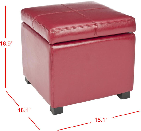 Safavieh Madison Square Ottoman - Versatile Storage & Extra Seating With Timeless Design For Any Living Space Red HUD8228R