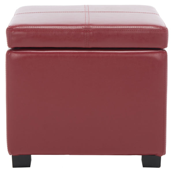 Safavieh Madison Square Ottoman - Versatile Storage & Extra Seating With Timeless Design For Any Living Space Red HUD8228R