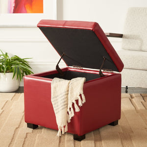 Safavieh Madison Square Ottoman - Versatile Storage & Extra Seating With Timeless Design For Any Living Space Red HUD8228R