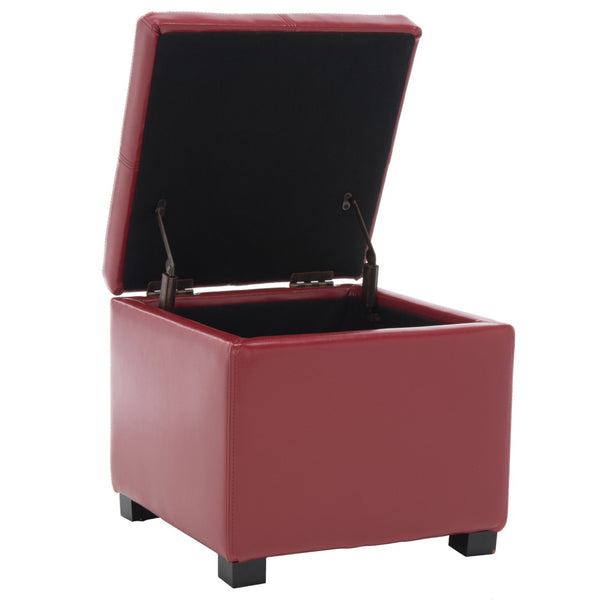 Safavieh Madison Square Ottoman - Versatile Storage & Extra Seating With Timeless Design For Any Living Space Red HUD8228R