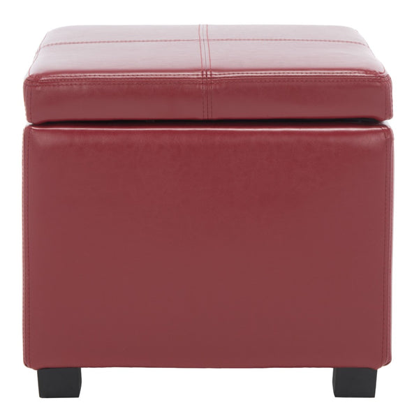 Safavieh Madison Square Ottoman - Versatile Storage & Extra Seating With Timeless Design For Any Living Space Red HUD8228R