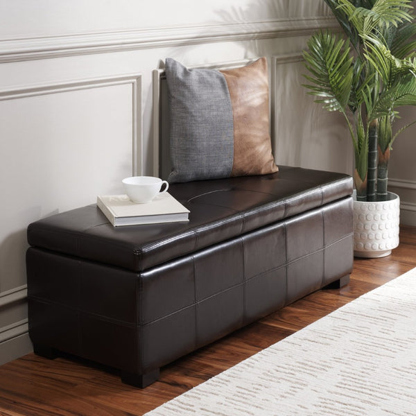 Safavieh Maiden Tufted Storage Bench - Stylish Seating & Practical Organization For Any Room Décor Brown HUD8229A