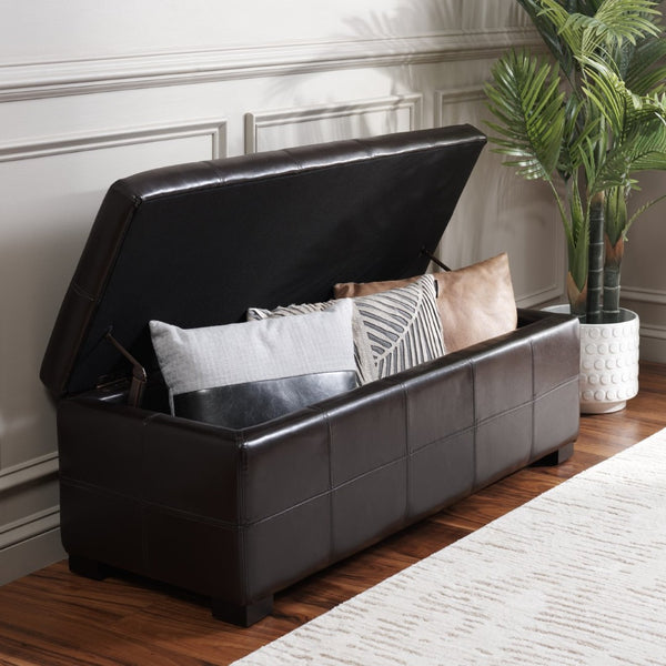 Safavieh Maiden Tufted Storage Bench - Stylish Seating & Practical Organization For Any Room Décor Brown HUD8229A