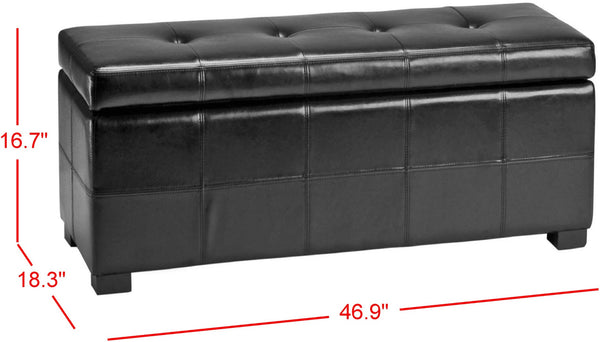 Safavieh Maiden Tufted Storage Bench - Stylish Seating & Practical Organization For Any Room Décor Black HUD8229B