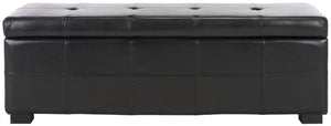 Safavieh Maiden Tufted Storage Bench - Stylish Seating & Practical Organization For Any Room Décor Black HUD8229B