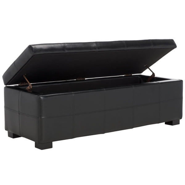 Safavieh Maiden Tufted Storage Bench - Stylish Seating & Practical Organization For Any Room Décor Black HUD8229B