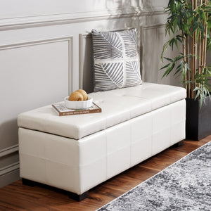 Safavieh Maiden Tufted Storage Bench - Stylish Seating & Practical Organization For Any Room Décor Flat Cream HUD8229K