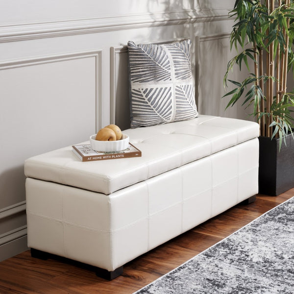 Safavieh Maiden Tufted Storage Bench - Stylish Seating & Practical Organization For Any Room Décor Flat Cream HUD8229K