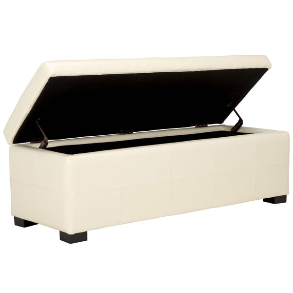 Safavieh Maiden Tufted Storage Bench - Stylish Seating & Practical Organization For Any Room Décor Flat Cream HUD8229K