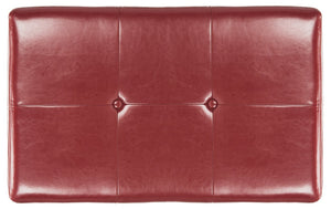 Safavieh Maiden Small Tufted Storage Bench In Rich Red Leather - Stylish Seating & Hidden Storage Solution HUD8230R