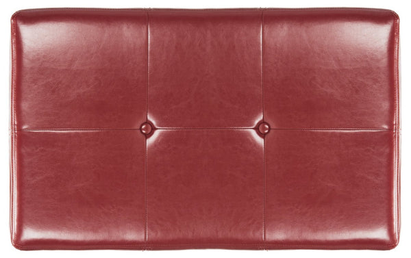 Safavieh Maiden Small Tufted Storage Bench In Rich Red Leather - Stylish Seating & Hidden Storage Solution HUD8230R