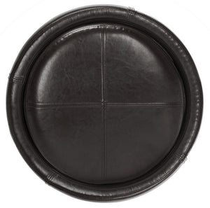 Safavieh Chelsea Round Tray Ottoman - Chic Multifunctional Piece For Stylish Storage And Elegant Entertaining Brown HUD8232A