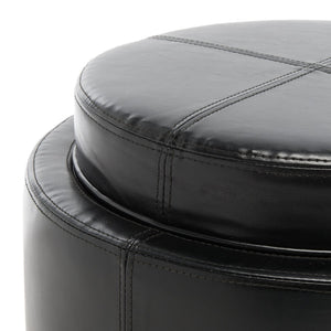 Safavieh Chelsea Round Tray Ottoman - Chic Multifunctional Piece For Stylish Storage And Elegant Entertaining Black HUD8232B