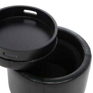 Safavieh Chelsea Round Tray Ottoman - Chic Multifunctional Piece For Stylish Storage And Elegant Entertaining Black HUD8232B