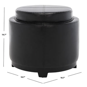 Safavieh Chelsea Round Tray Ottoman - Chic Multifunctional Piece For Stylish Storage And Elegant Entertaining Black HUD8232B