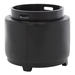 Safavieh Chelsea Round Tray Ottoman - Chic Multifunctional Piece For Stylish Storage And Elegant Entertaining Black HUD8232B