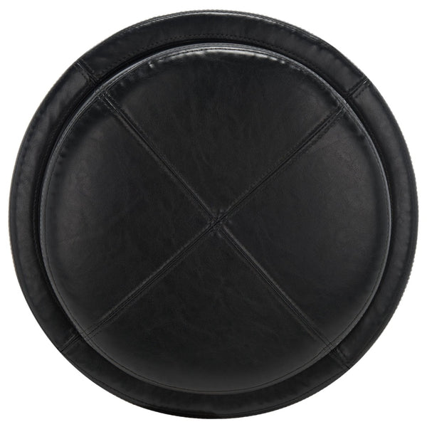 Safavieh Chelsea Round Tray Ottoman - Chic Multifunctional Piece For Stylish Storage And Elegant Entertaining Black HUD8232B