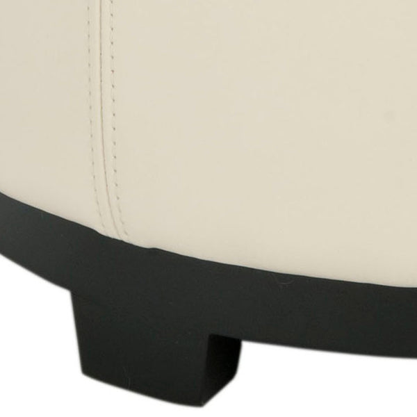Safavieh Chelsea Round Tray Ottoman - Chic Multifunctional Piece For Stylish Storage And Elegant Entertaining Flat Cream HUD8232D