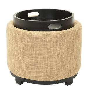Safavieh Chelsea Round Tray Ottoman - Chic Multifunctional Piece For Stylish Storage And Elegant Entertaining Gold HUD8232E